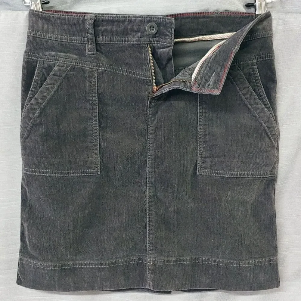 The North Face Grey Stretch Corduroy Mini Above Knee Pencil Skirt Womens 4 Small